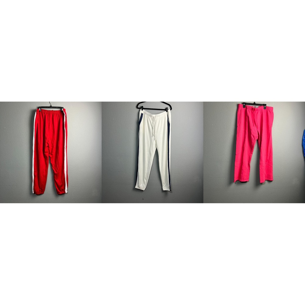 Bundle of 3 XXL Jogger Sweatpants Red White Stripe Elastic Waist Lounge Casual